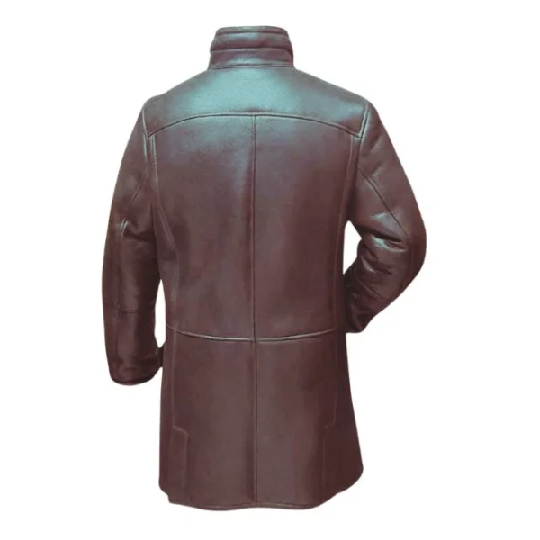 Cappotto lungo in pelle di pecora nera di Ralph per uomo