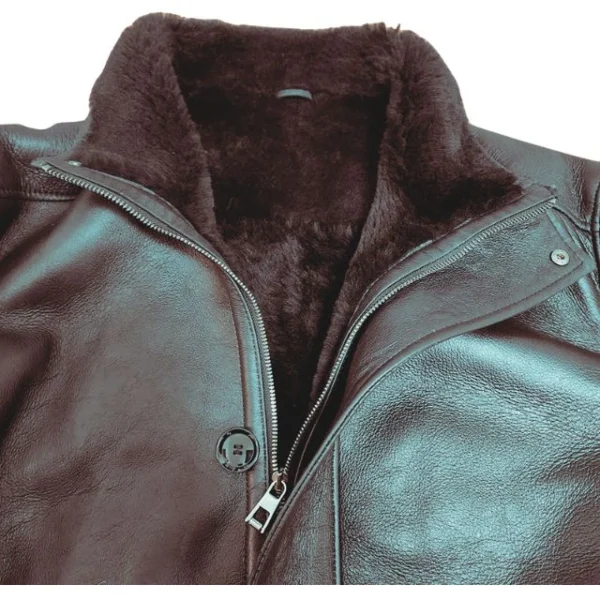 Cappotto lungo in pelle di pecora nera di Ralph per uomo