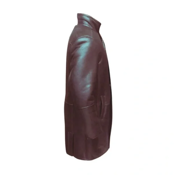 Cappotto lungo in pelle di pecora nera di Ralph per uomo