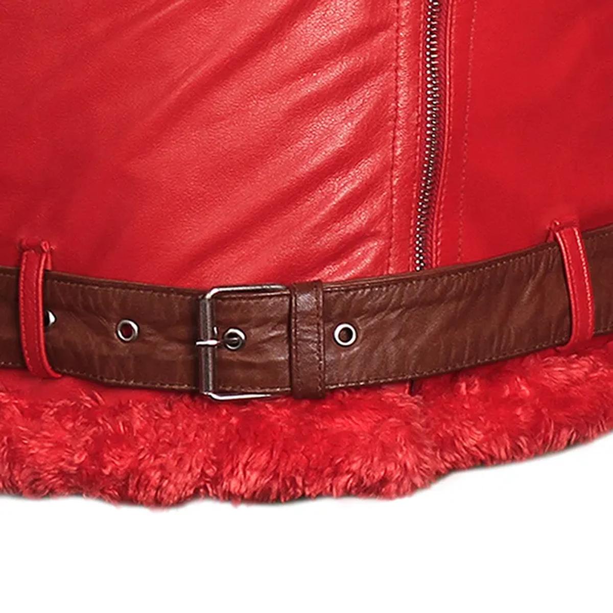 Giacca in pelle di montone rossa da uomo
