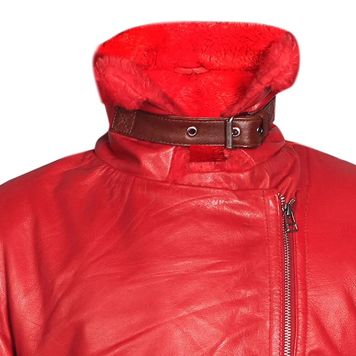 Giacca in pelle di montone rossa da uomo
