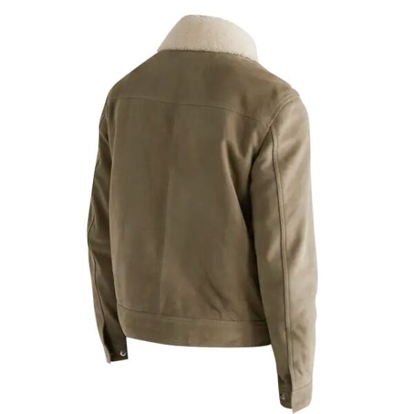 Giacca da camionista in pelle scamosciata con finiture in shearling