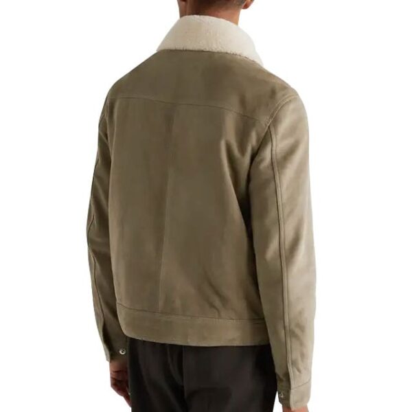 Giacca da camionista in pelle scamosciata con finiture in shearling