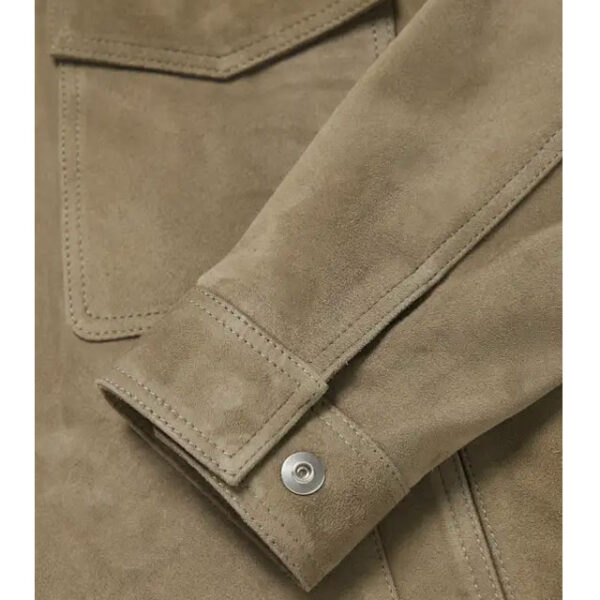 Giacca da camionista in pelle scamosciata con finiture in shearling