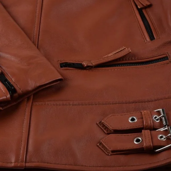 Giacca in pelle di pecora color rame 100% pura
