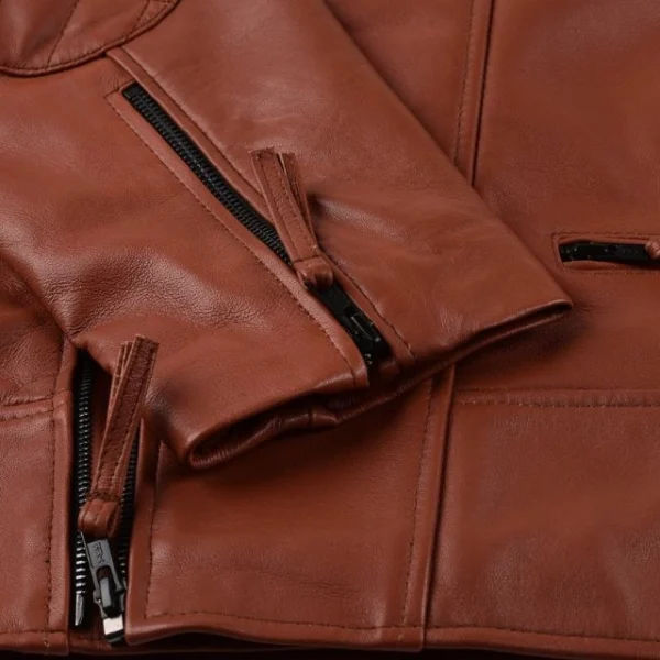 Giacca in pelle di pecora color rame 100% pura