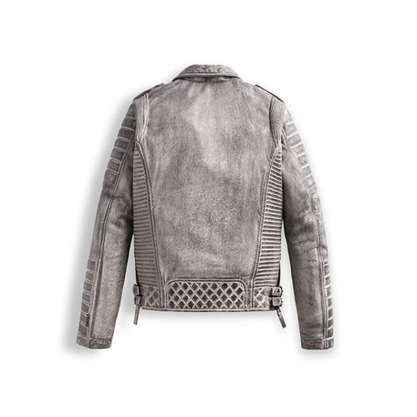 Giacca da uomo in pelle di design grigio fumo effetto invecchiato