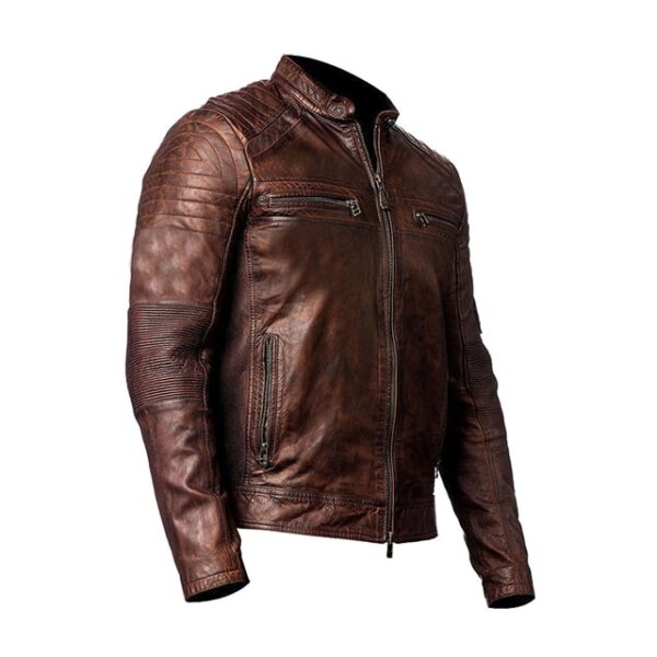 Elegante giacca in pelle da uomo Cafe Racer Mash