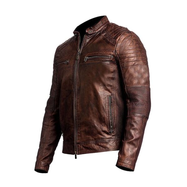 Elegante giacca in pelle da uomo Cafe Racer Mash
