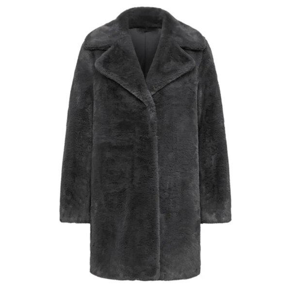 Cappotto alto in pelliccia sintetica grigio scuro
