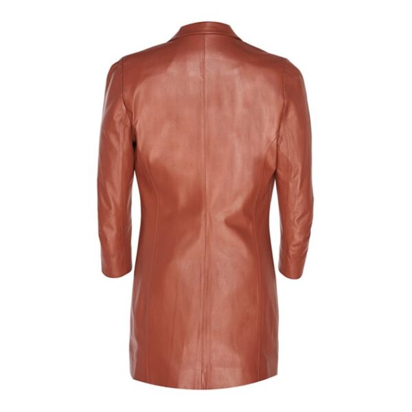 Blazer doppiopetto in pelle con bottoni alla moda da donna