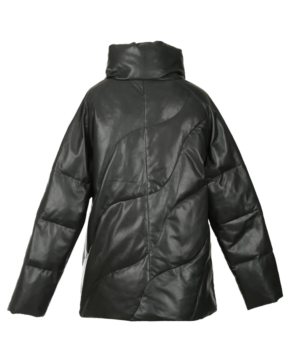 Cappotto corto in pelle di pecora imbottito da donna, colore nero