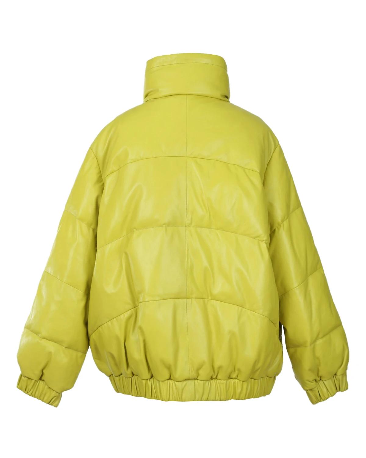 Giacca in pelle di pecora imbottita al neon da donna