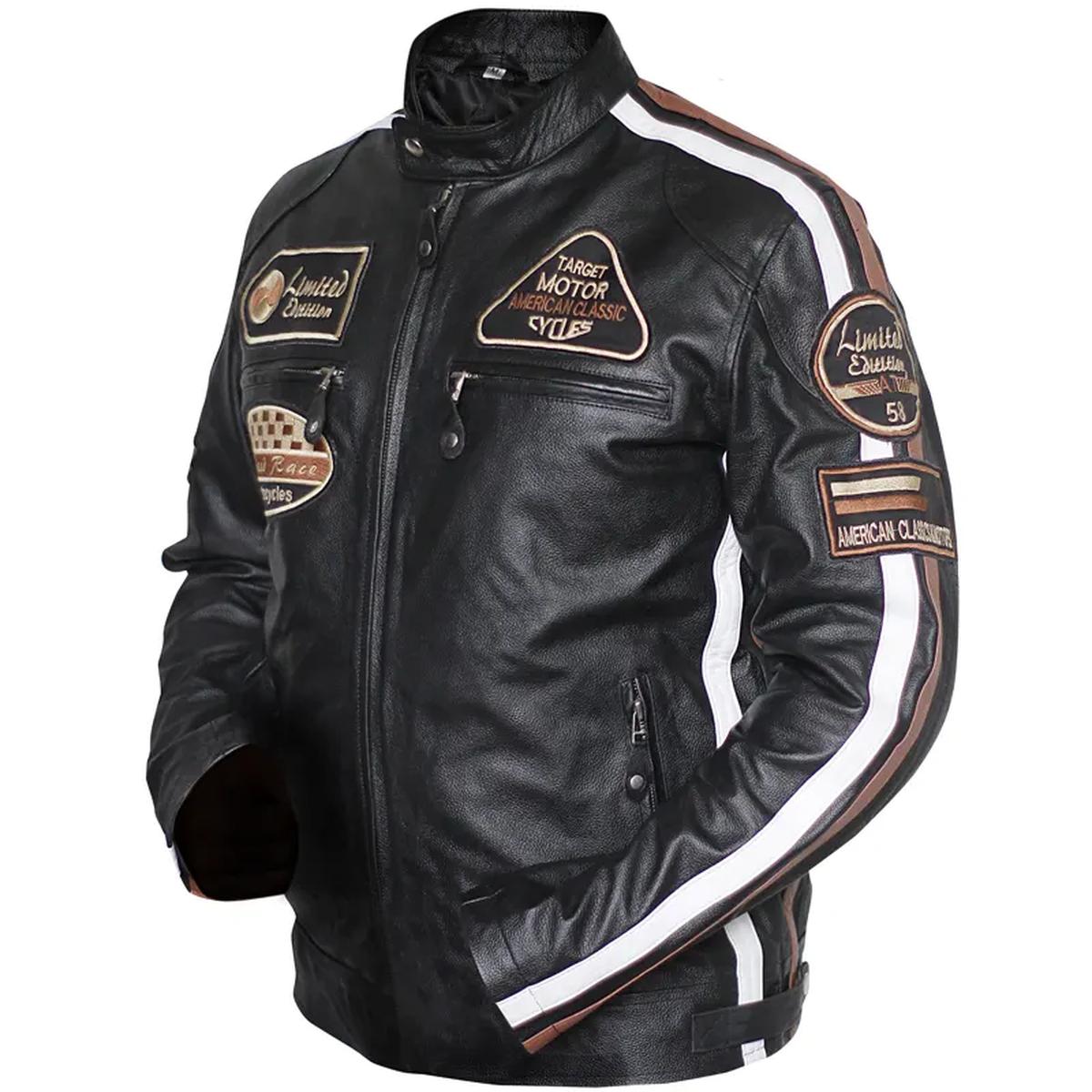 Giacca in pelle di pecora nera American Classic Urban Motors da uomo