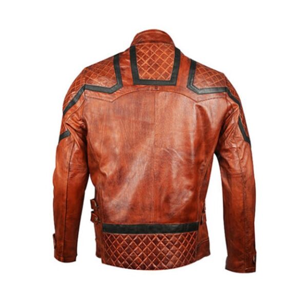 Giacca in pelle da motociclista marrone vintage da uomo
