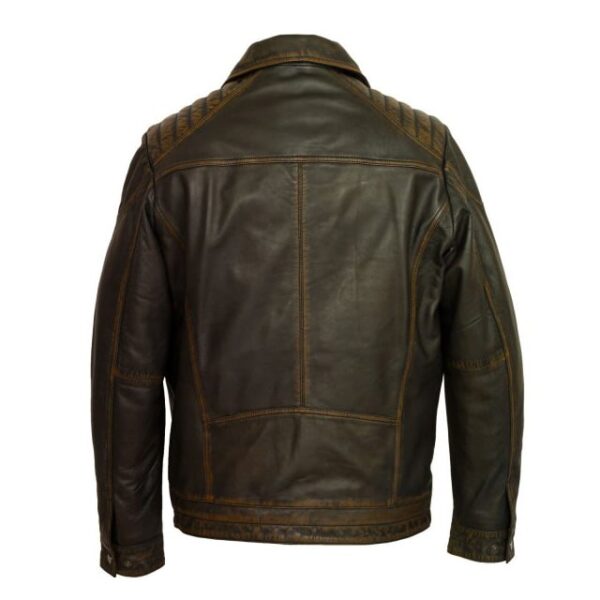 Giacca da camionista in vera pelle vintage marrone da uomo