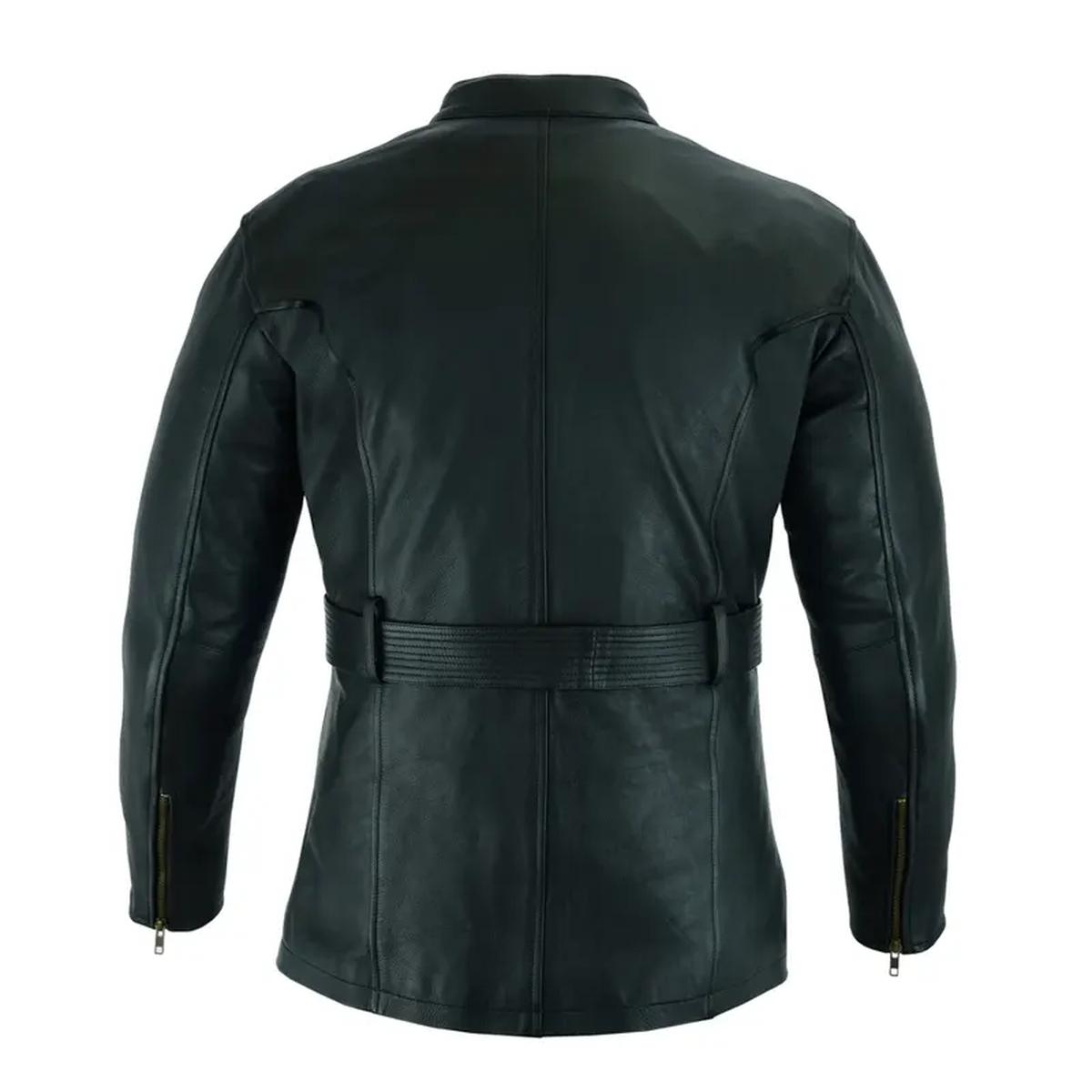Soprabito in pelle nera da motociclista retrò vintage