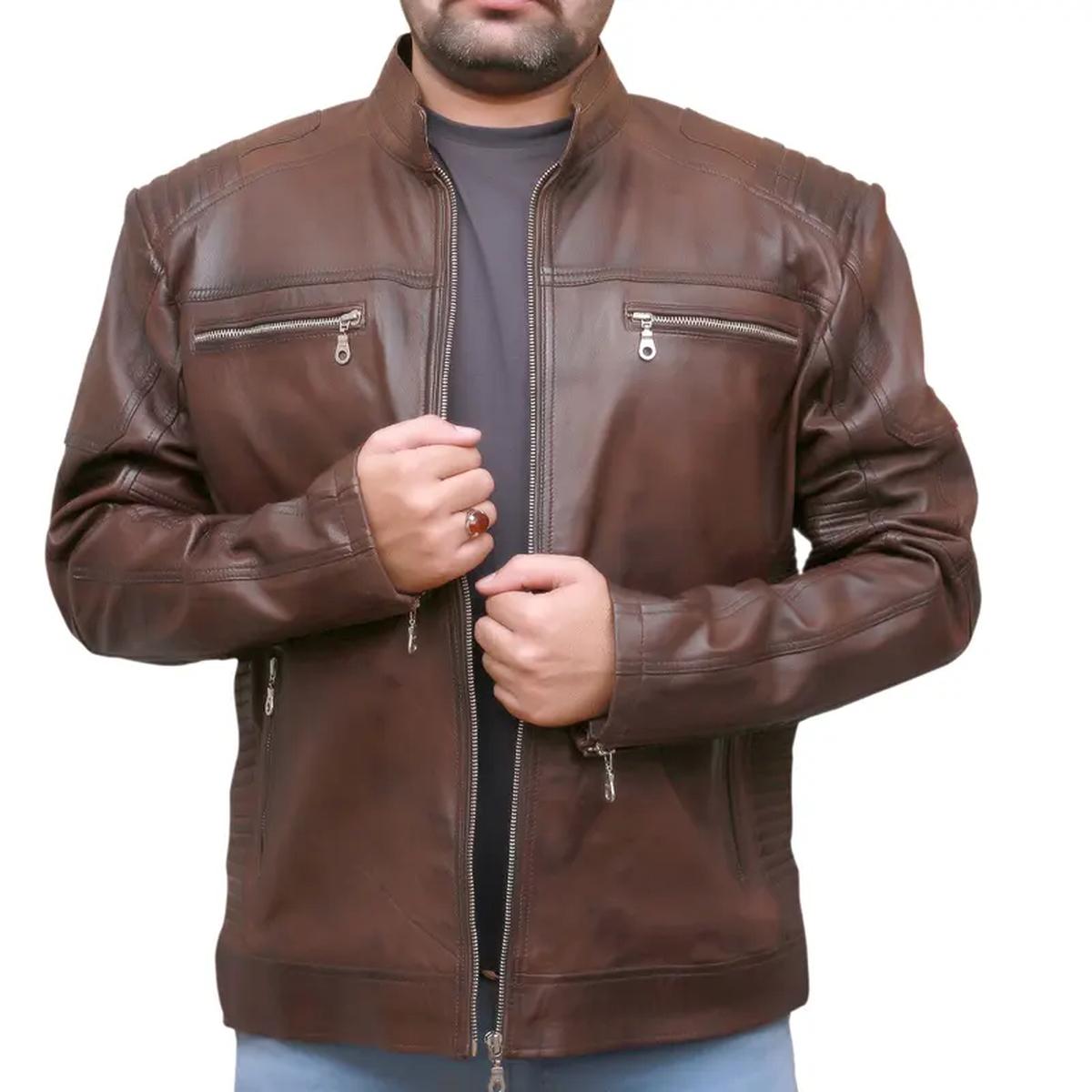 Giacca in pelle da motociclista retrò stile streetwear vintage