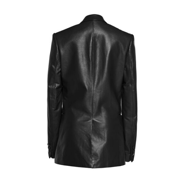 Giacca blazer in pelle nera da donna