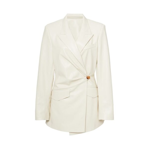 Blazer in pelle con ruche Blair da donna