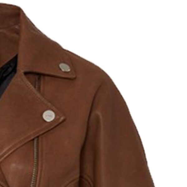 Giacca in pelle cerata marrone da donna