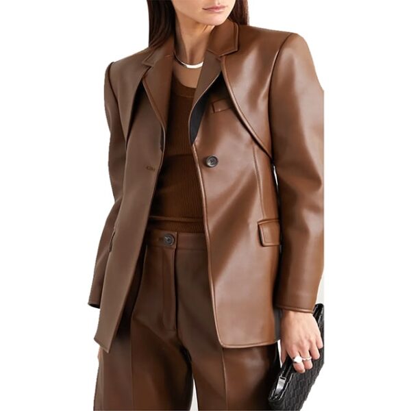 Blazer in pelle di agnello convertibile da donna