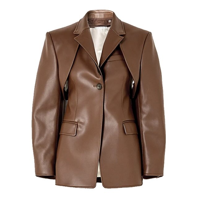 Blazer in pelle di agnello convertibile da donna