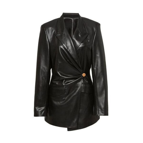 Blazer in pelle con ruche Blair da donna