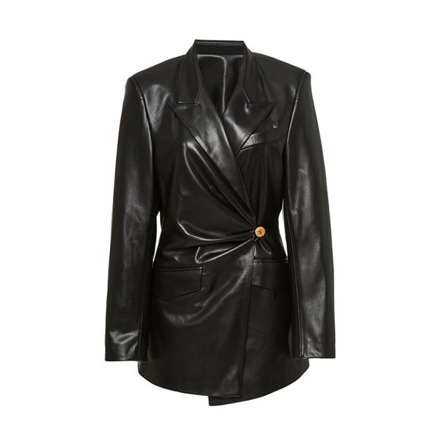 Blazer in pelle con ruche Blair da donna