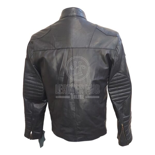 Giacca da motociclista nera da uomo in vera pelle
