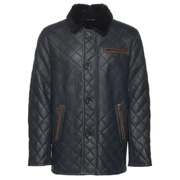 Cappotto in montone trapuntato da uomo nero