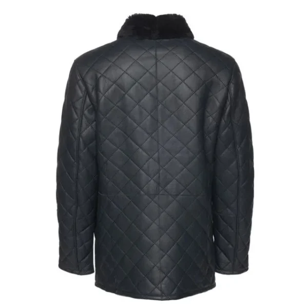 Cappotto in montone trapuntato da uomo nero