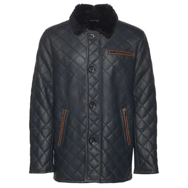 Cappotto in montone trapuntato da uomo nero