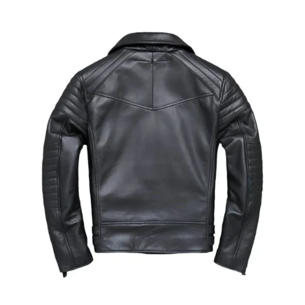 Giacca da motociclista in pelle nera nuova e slim fit da uomo
