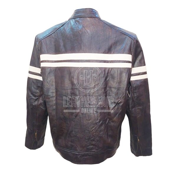 Giacca da motociclista in pelle marrone con teschio vintage classico