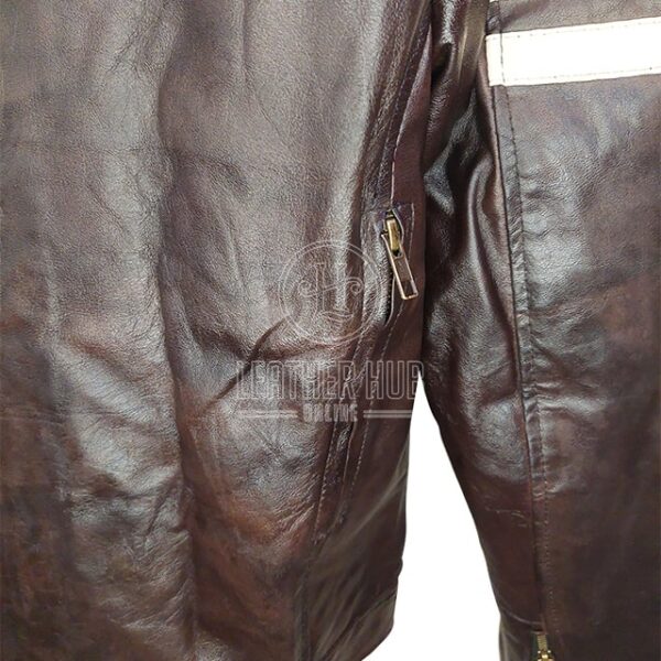 Giacca da motociclista in pelle marrone con teschio vintage classico