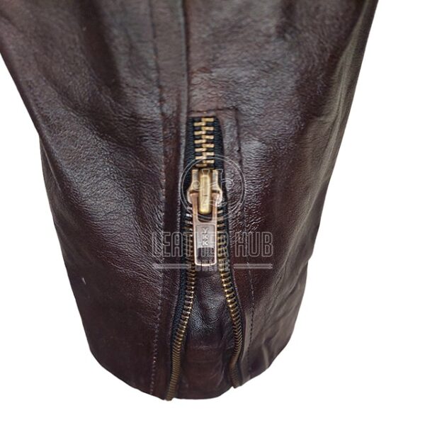 Giacca da motociclista in pelle marrone con teschio vintage classico