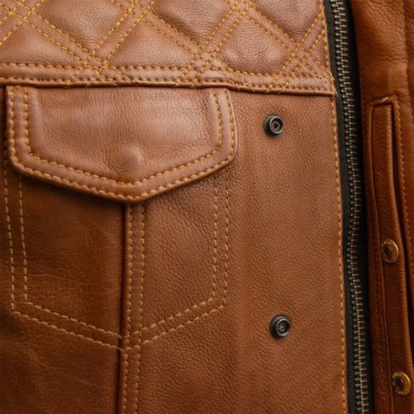 Giacca in pelle trapuntata da uomo