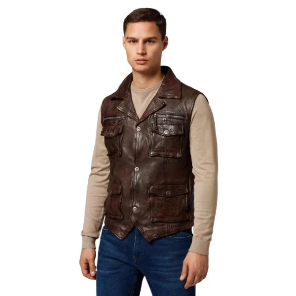 Gilet in pelle da cowboy western
