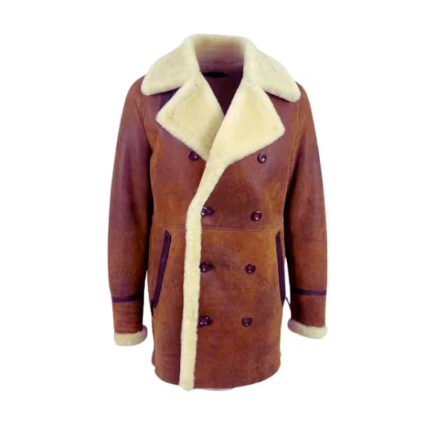 Cappotto doppiopetto in montone effetto invecchiato stile bomber B3