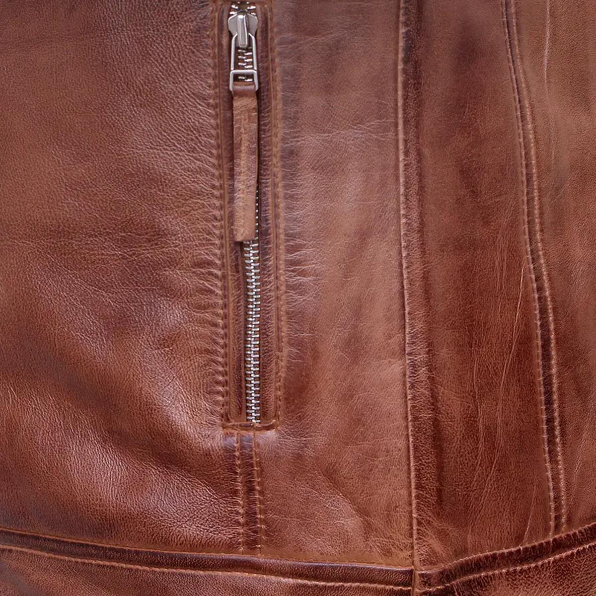 Giacca in pelle marrone vintage da uomo in stile Café Racer