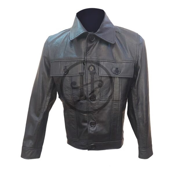 Giacca in vera pelle nera da uomo Elvis Presley