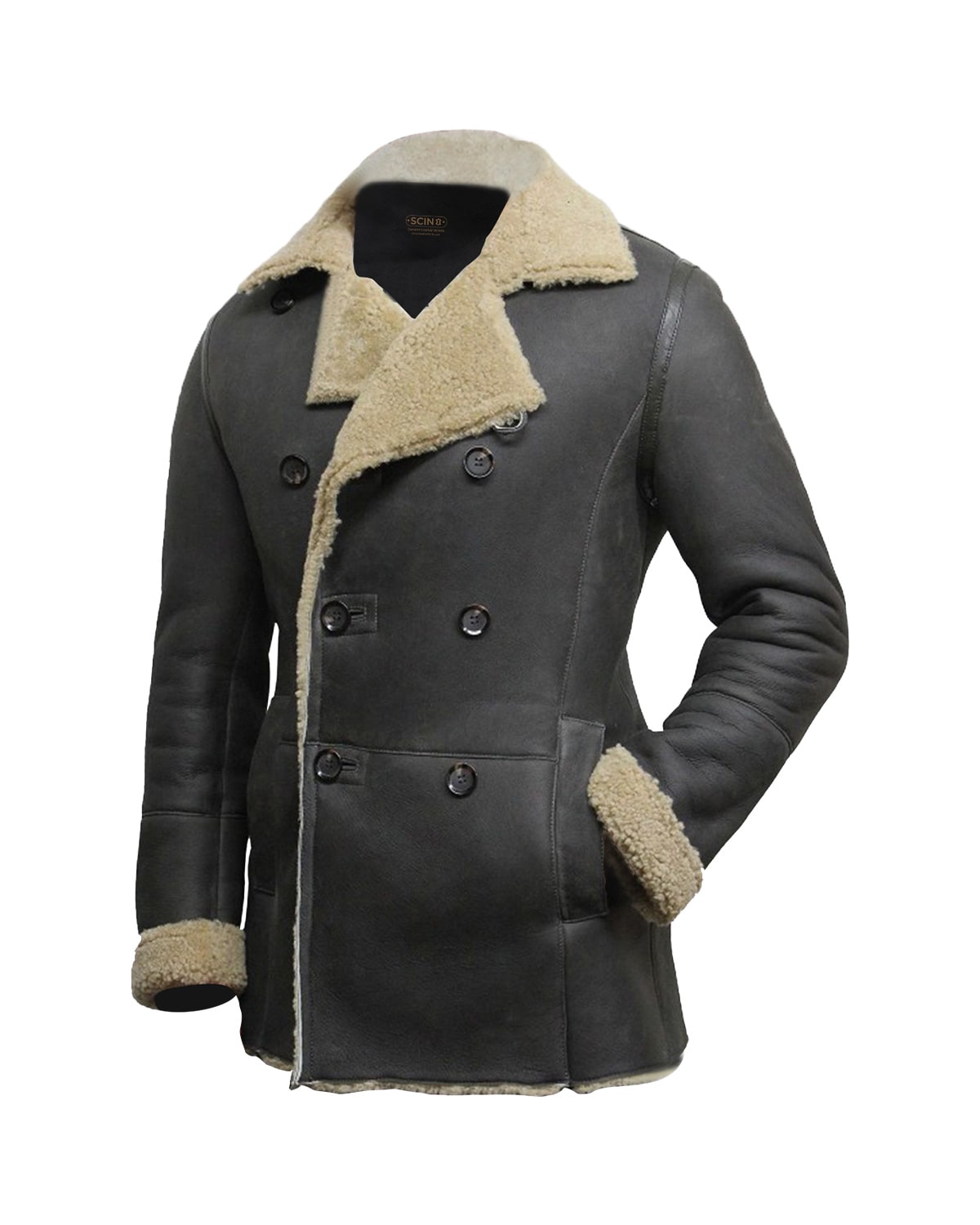 Cappotto doppiopetto in pelle Ralph