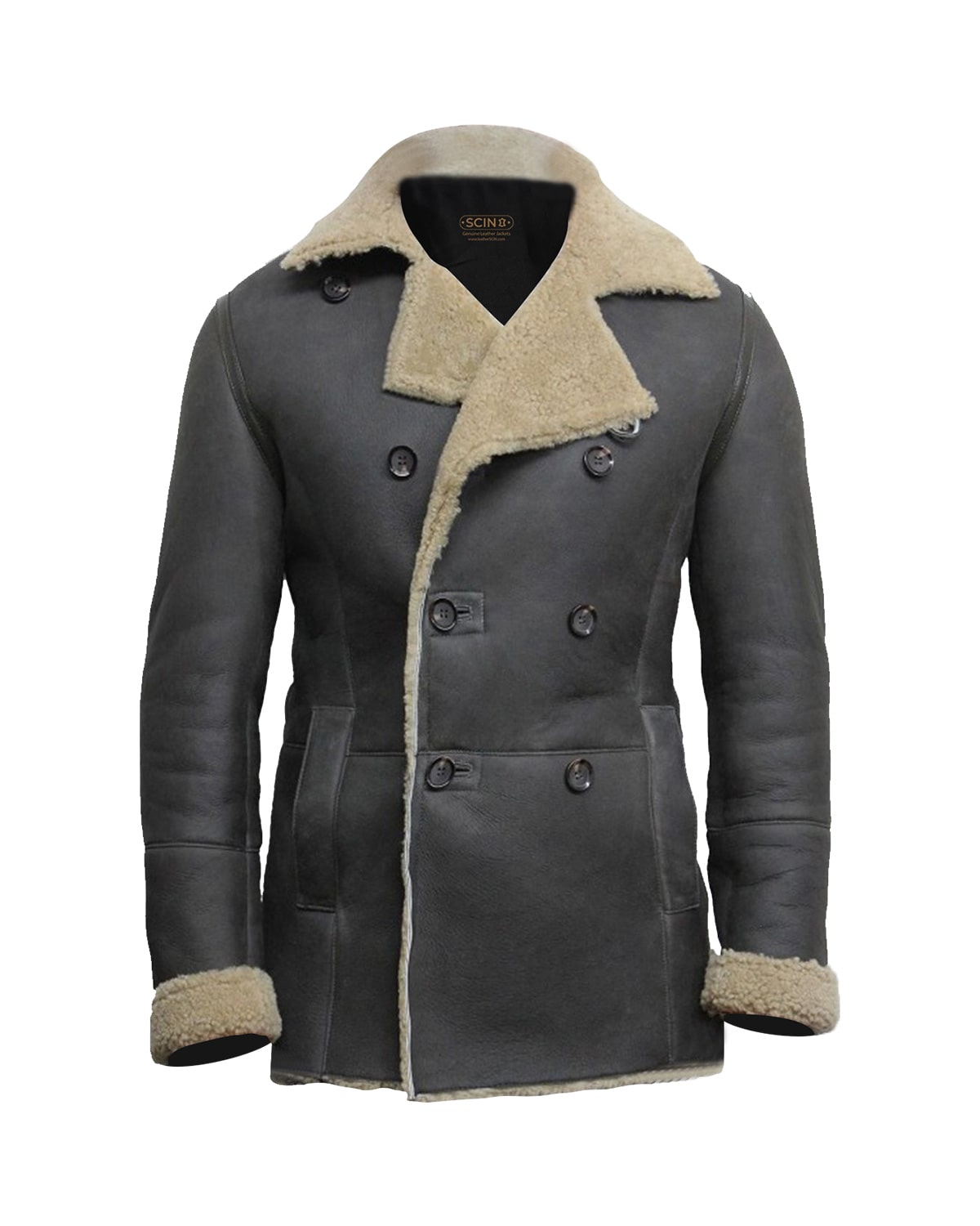 Cappotto doppiopetto in pelle Ralph