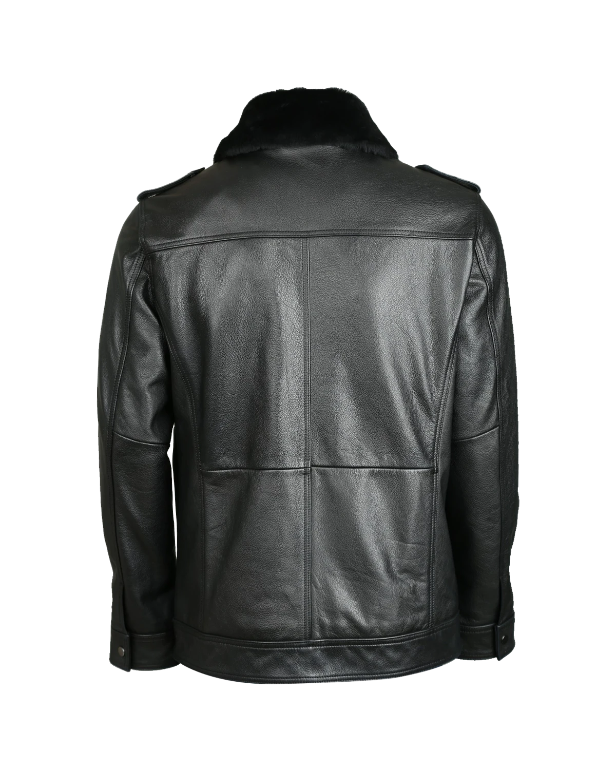 Giacca bomber in pelle con tasca applicata da uomo