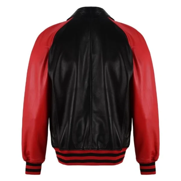Giacca college da baseball bomber in pelle di agnello da uomo