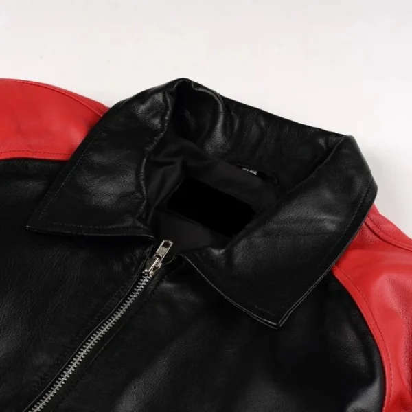 Giacca college da baseball bomber in pelle di agnello da uomo