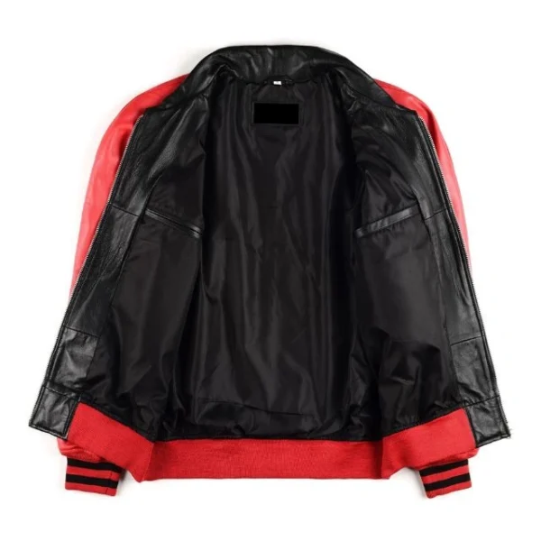 Giacca college da baseball bomber in pelle di agnello da uomo