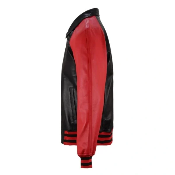Giacca college da baseball bomber in pelle di agnello da uomo