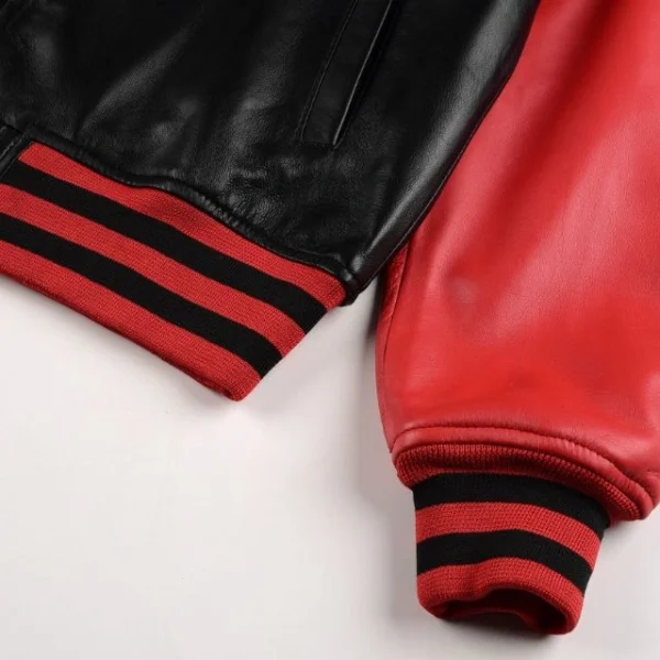 Giacca college da baseball bomber in pelle di agnello da uomo